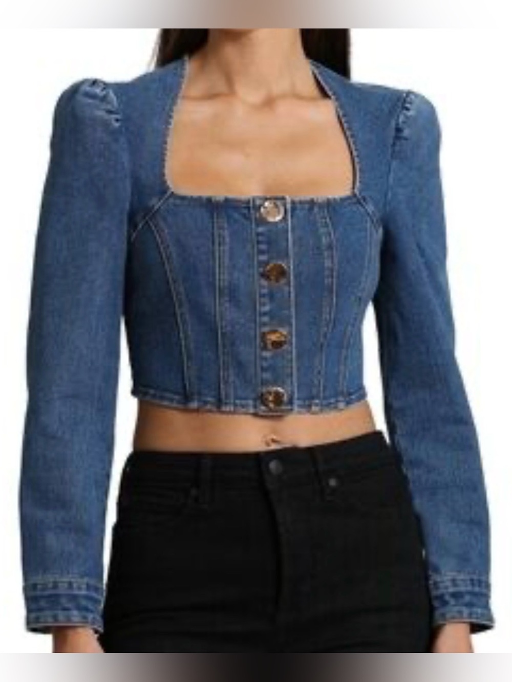 Avec Les Filles Cropped Stylish Denim Jacket Size Medium NWOT